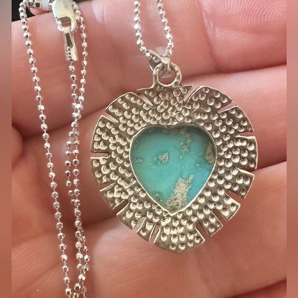 Blue Ridge Turquoise Heart Gemstone Pendant in SS with 24" SS Necklace Chain NWT - Picture 7 of 8